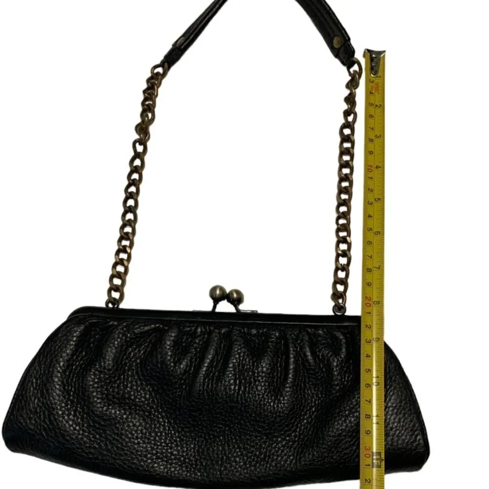 TALBOTS Pebbled Leather Clutch with gold chain